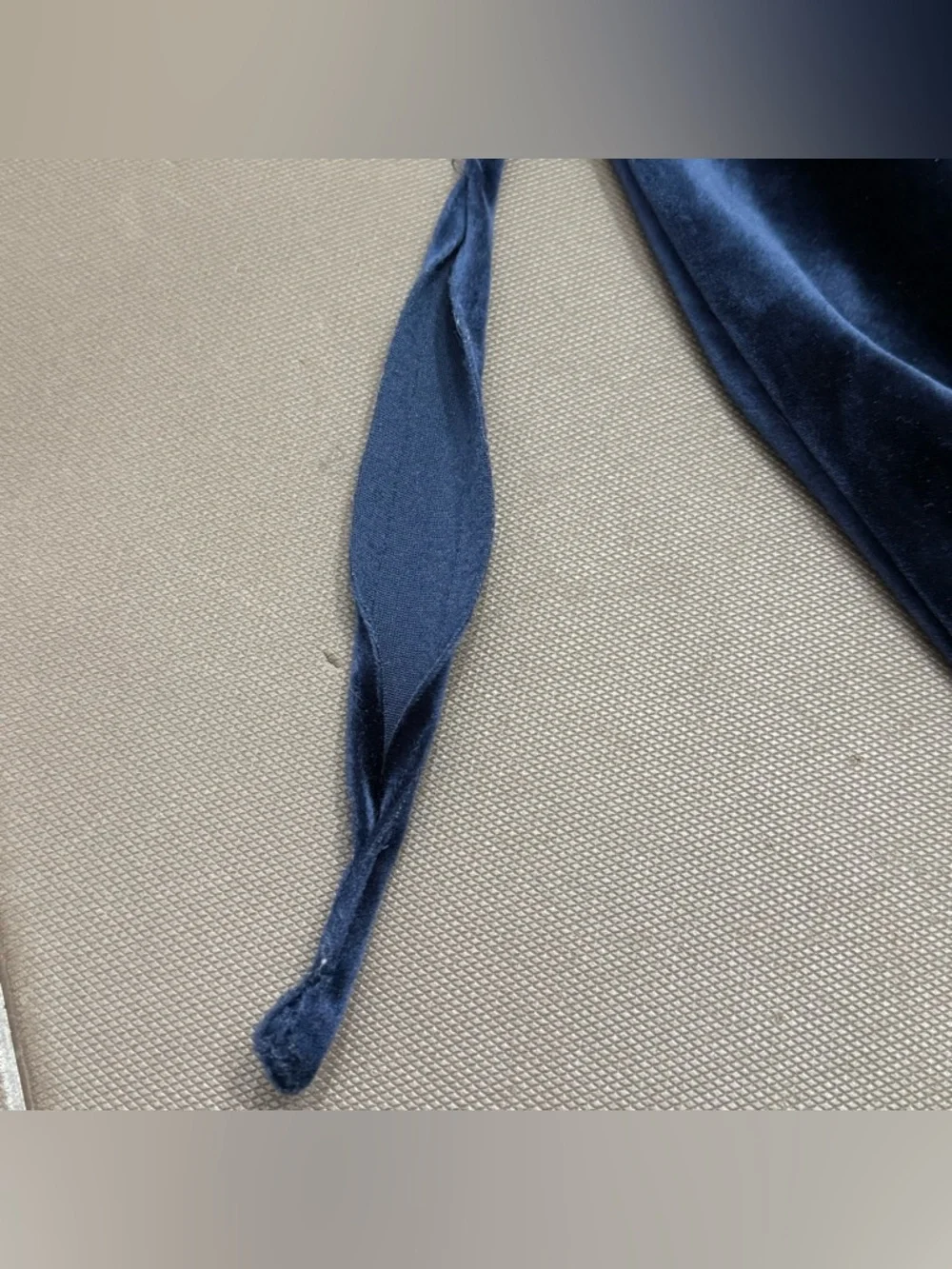 VTG‎ Amanda Stewart Leisurewear Housedress Navy Crushed Velvet Pockets M